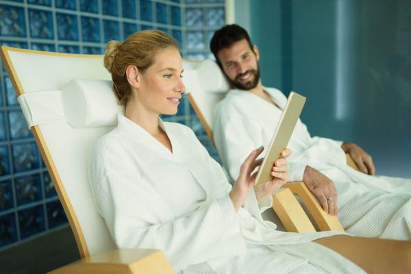 Couple relaxing in spa